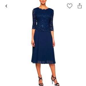 NWT Alex Evenings Sequined contrast dress size 14